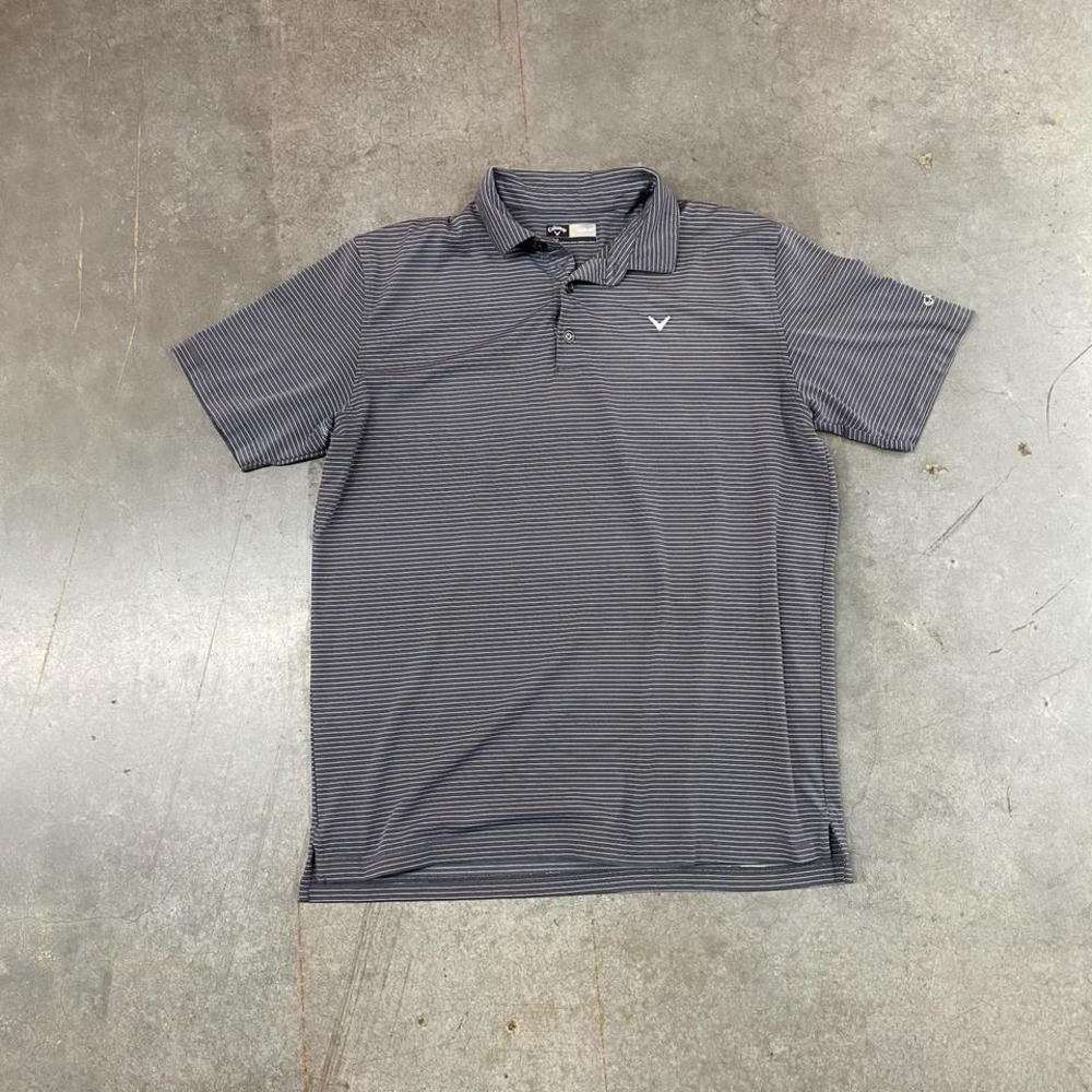 Callaway Gray Striped Opti Dri Performance Golf Polo Shirt Mens Large